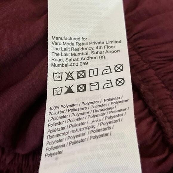 Vero Moda Red Embellished Embroidered One Shoulder Tie Neck Peplum Blouse Top S - Picture 5 of 5